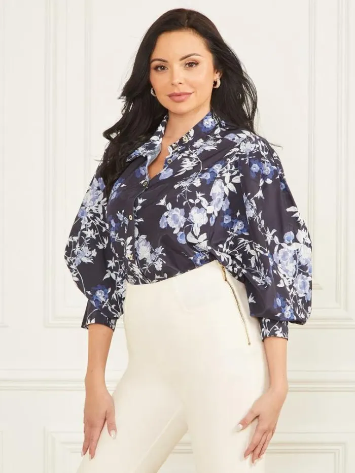 Women Tops And Sweaters Marciano Petal Pose Yvonne Blouse Petal Pose Indigo