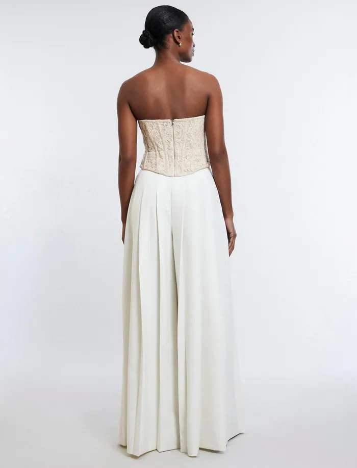 Women Tops BCBG Strapless Bustier Top Champagne