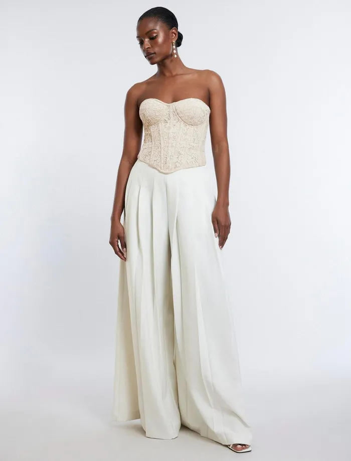 Women Tops BCBG Strapless Bustier Top Champagne