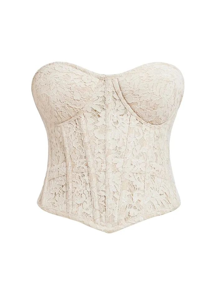 Women Tops BCBG Strapless Bustier Top Champagne