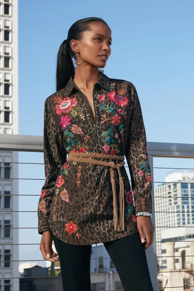 Women Tops Johnny Was ZIPUP SHIRT TUNIC Og Leopard Women Tops Johnny Was ZIPUP SHIRT TUNIC Og Leopard