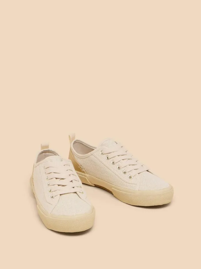 Women TRAINERS White Stuff Pippa Canvas Lace Up Trainer Light Natural