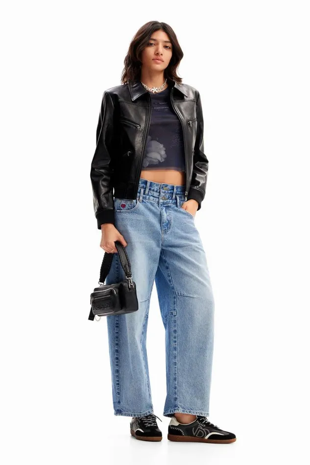 Women Trousers Desigual Doublewaistband Balloon Jeans