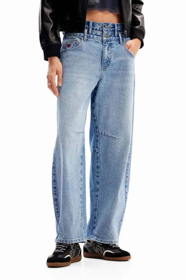 Women Trousers Desigual Doublewaistband Balloon Jeans