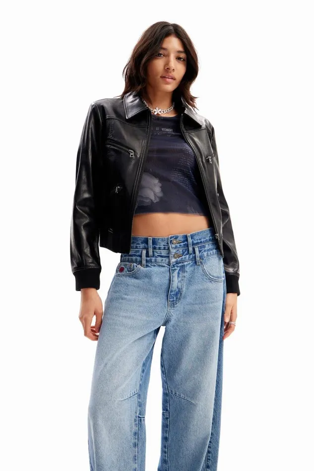 Women Trousers Desigual Doublewaistband Balloon Jeans