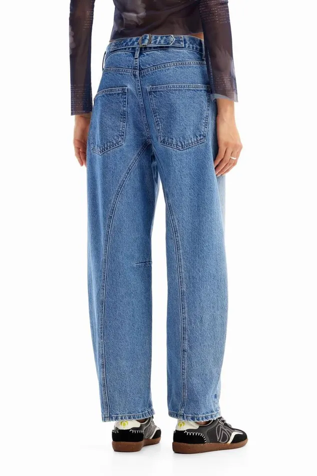 Women Trousers Desigual Doublewaistband Balloon Jeans