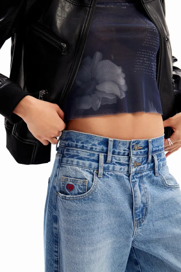Women Trousers Desigual Doublewaistband Balloon Jeans