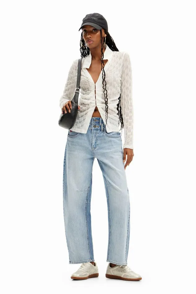 Women Trousers Desigual Doublewaistband Balloon Jeans
