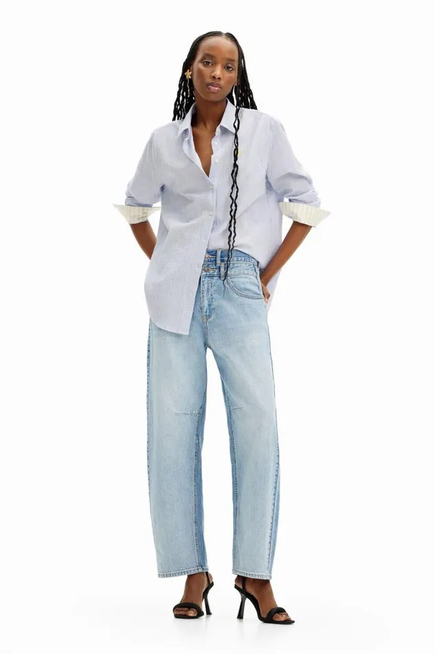 Women Trousers Desigual Doublewaistband Balloon Jeans