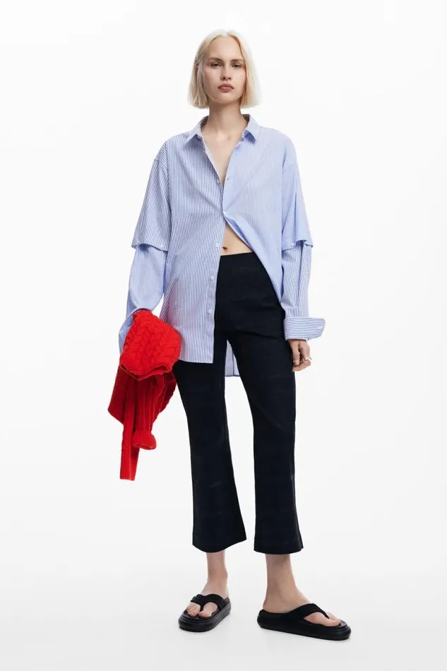 Women Trousers Desigual Long Pants With Phrases