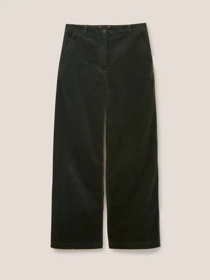 Women TROUSERS White Stuff Belle Cord Wide Leg Khaki Green Women TROUSERS White Stuff Belle Cord Wide Leg Khaki Green