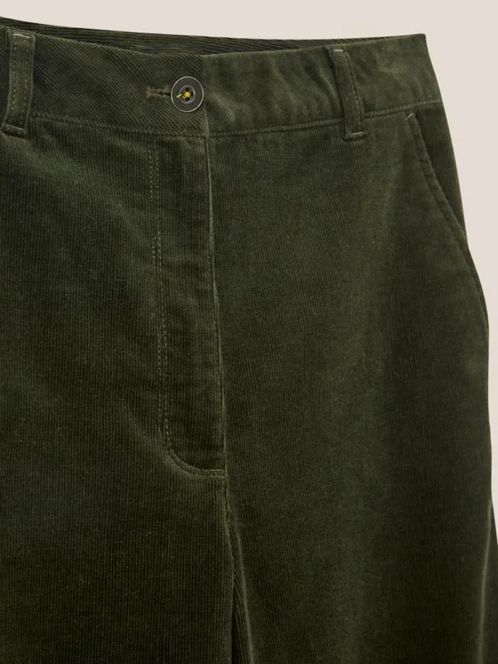 Women TROUSERS White Stuff Belle Cord Wide Leg Khaki Green Women TROUSERS White Stuff Belle Cord Wide Leg Khaki Green