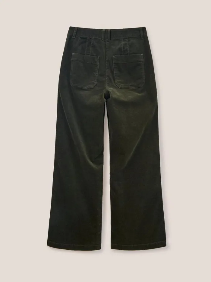 Women TROUSERS White Stuff Belle Cord Wide Leg Khaki Green Women TROUSERS White Stuff Belle Cord Wide Leg Khaki Green