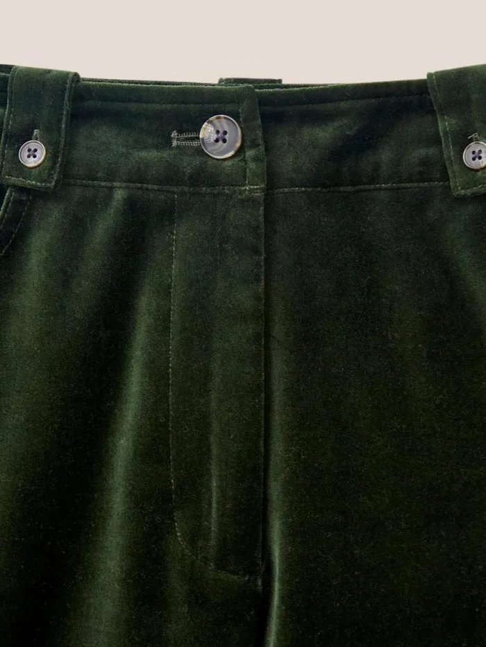 Women TROUSERS White Stuff Belle Velvet Cropped Wide Leg Dark Green Women TROUSERS White Stuff Belle Velvet Cropped Wide Leg Dark Green