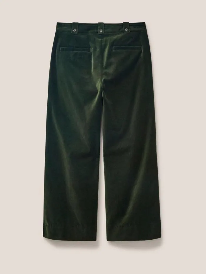 Women TROUSERS White Stuff Belle Velvet Cropped Wide Leg Dark Green Women TROUSERS White Stuff Belle Velvet Cropped Wide Leg Dark Green