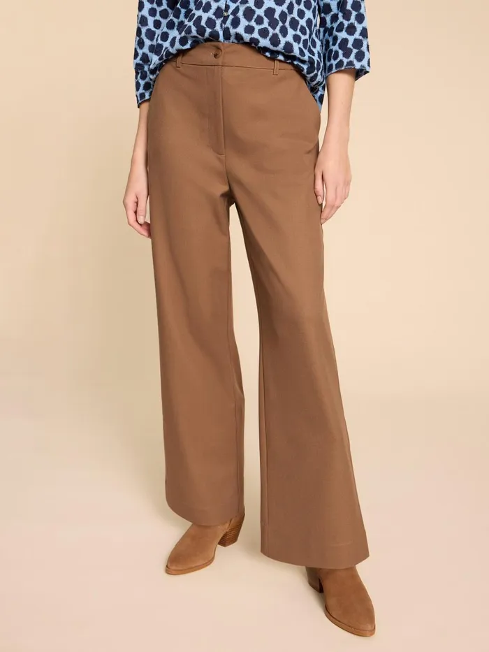 Women TROUSERS White Stuff Belle Wide Leg Trouser Mid Tan Women TROUSERS White Stuff Belle Wide Leg Trouser Mid Tan