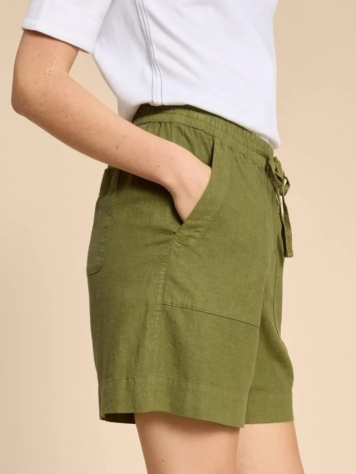 Women TROUSERS White Stuff Elle Linen Blend Short Dark Green Women TROUSERS White Stuff Elle Linen Blend Short Dark Green