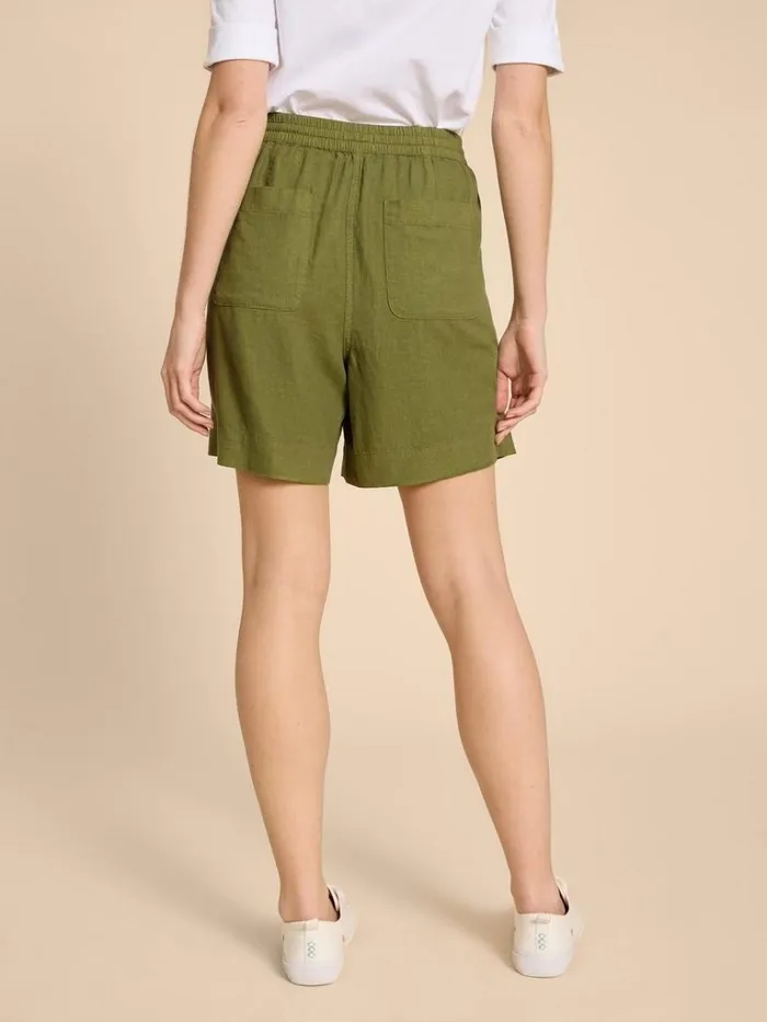 Women TROUSERS White Stuff Elle Linen Blend Short Dark Green Women TROUSERS White Stuff Elle Linen Blend Short Dark Green