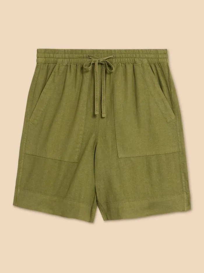Women TROUSERS White Stuff Elle Linen Blend Short Dark Green Women TROUSERS White Stuff Elle Linen Blend Short Dark Green