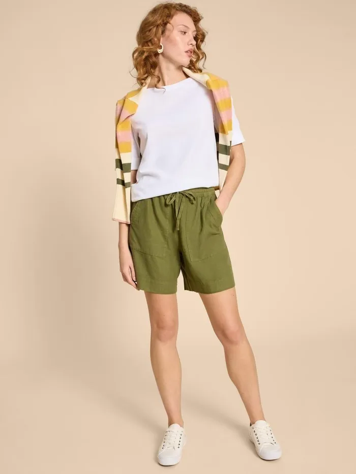 Women TROUSERS White Stuff Elle Linen Blend Short Dark Green Women TROUSERS White Stuff Elle Linen Blend Short Dark Green