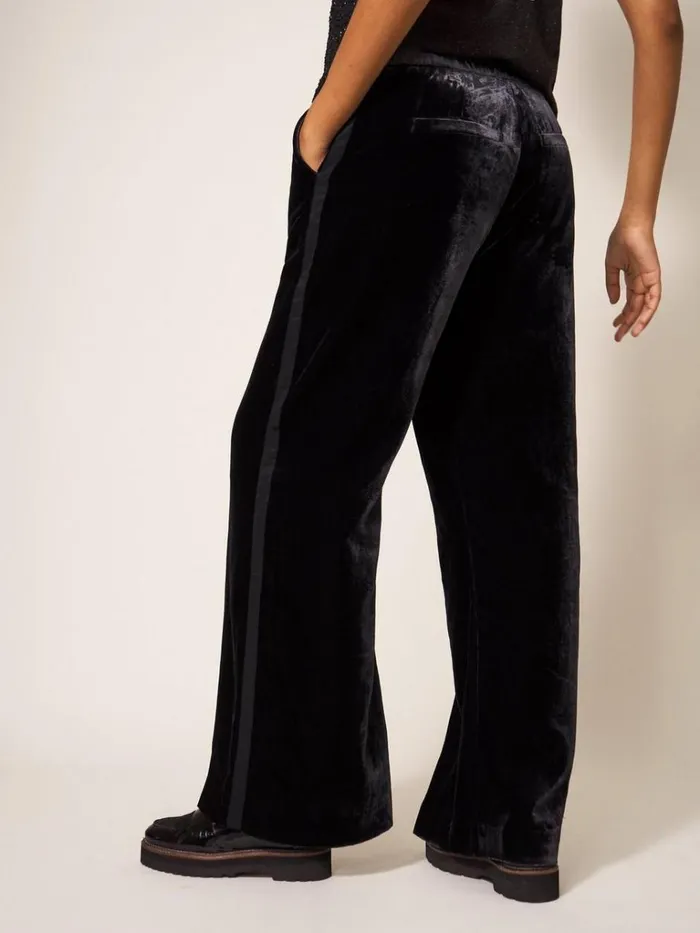 Women TROUSERS White Stuff Jenny Velvet Wide Leg Trouser Pure Black Women TROUSERS White Stuff Jenny Velvet Wide Leg Trouser Pure Black