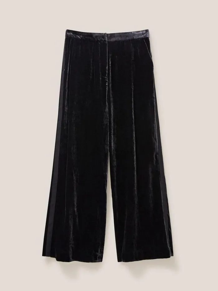 Women TROUSERS White Stuff Jenny Velvet Wide Leg Trouser Pure Black Women TROUSERS White Stuff Jenny Velvet Wide Leg Trouser Pure Black