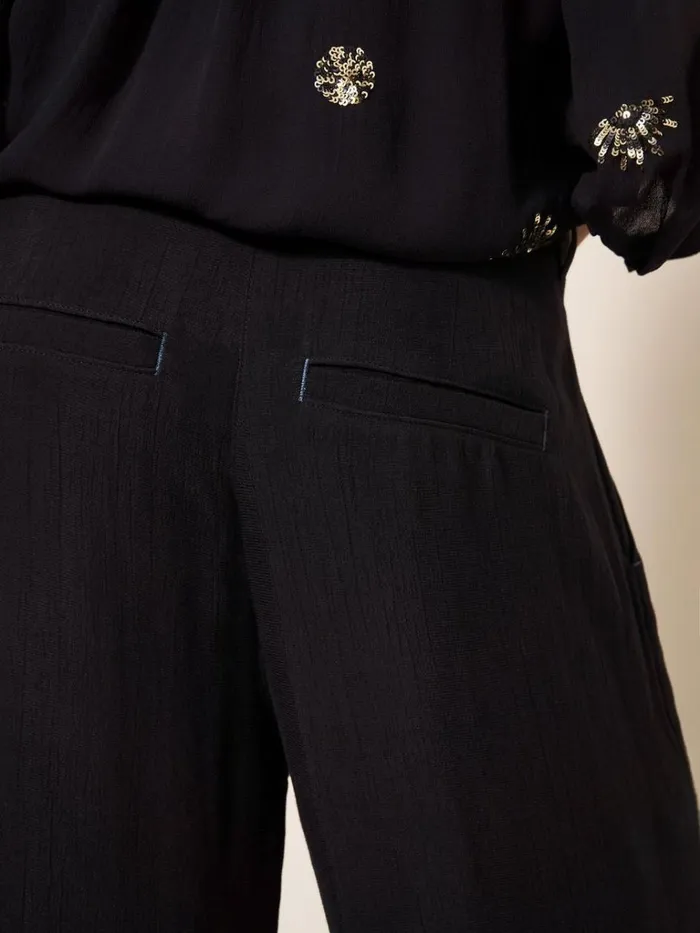 Women TROUSERS White Stuff Lucinda Crepe Wide Leg Trouser Pure Black