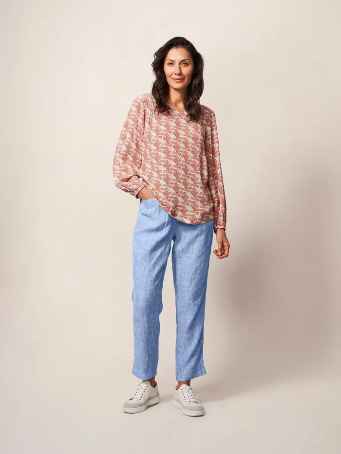 Women TROUSERS White Stuff Rowena Linen Trouser Chambray Blue
