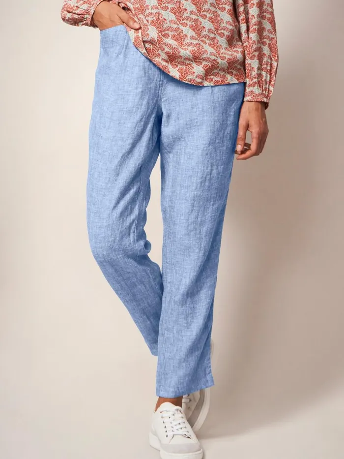 Women TROUSERS White Stuff Rowena Linen Trouser Chambray Blue Women TROUSERS White Stuff Rowena Linen Trouser Chambray Blue