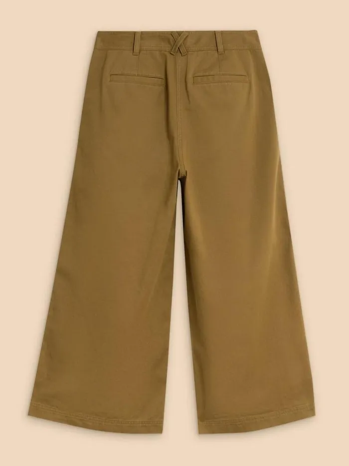 Women TROUSERS White Stuff Samira Wide Leg Crop Trouser Khaki Green Women TROUSERS White Stuff Samira Wide Leg Crop Trouser Khaki Green