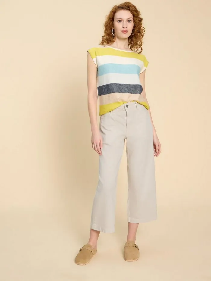Women TROUSERS White Stuff Tia Wide Leg Crop Jean Natural White