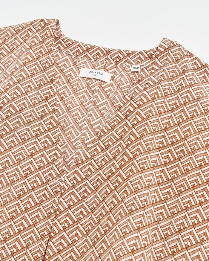 Women V Pleat Blouse Creambrown Billy Reid Tops