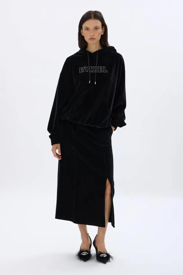 Women Velvet Hoodie Black Black Sonia Rykiel Sweatshirts