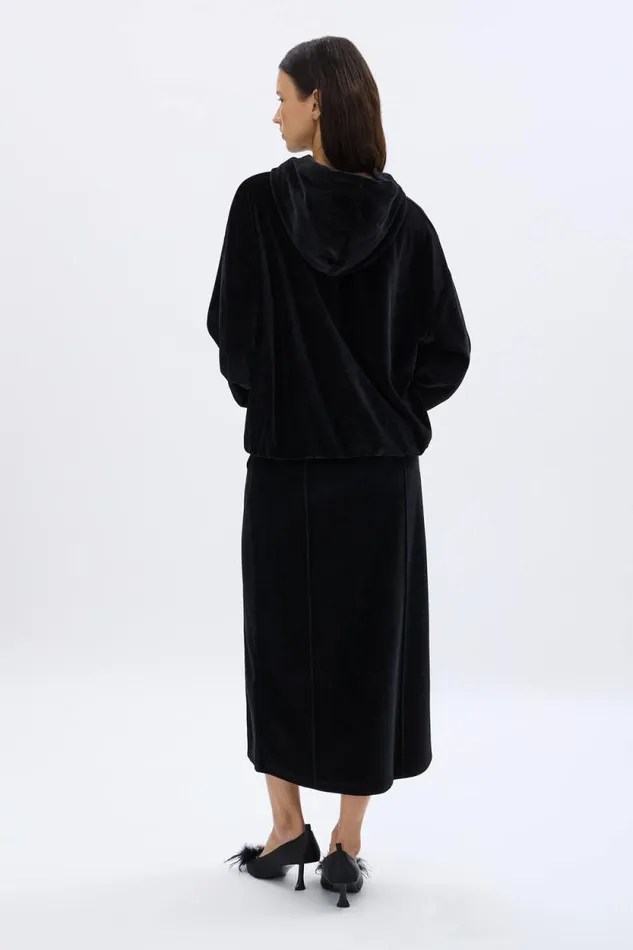 Women Velvet Hoodie Black Black Sonia Rykiel Sweatshirts