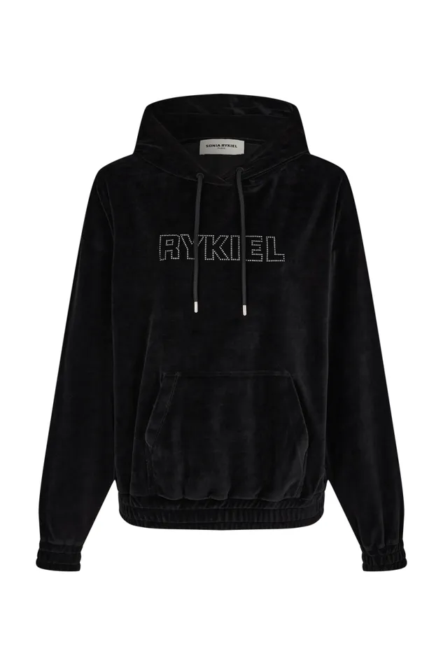 Women Velvet Hoodie Black Black Sonia Rykiel Sweatshirts