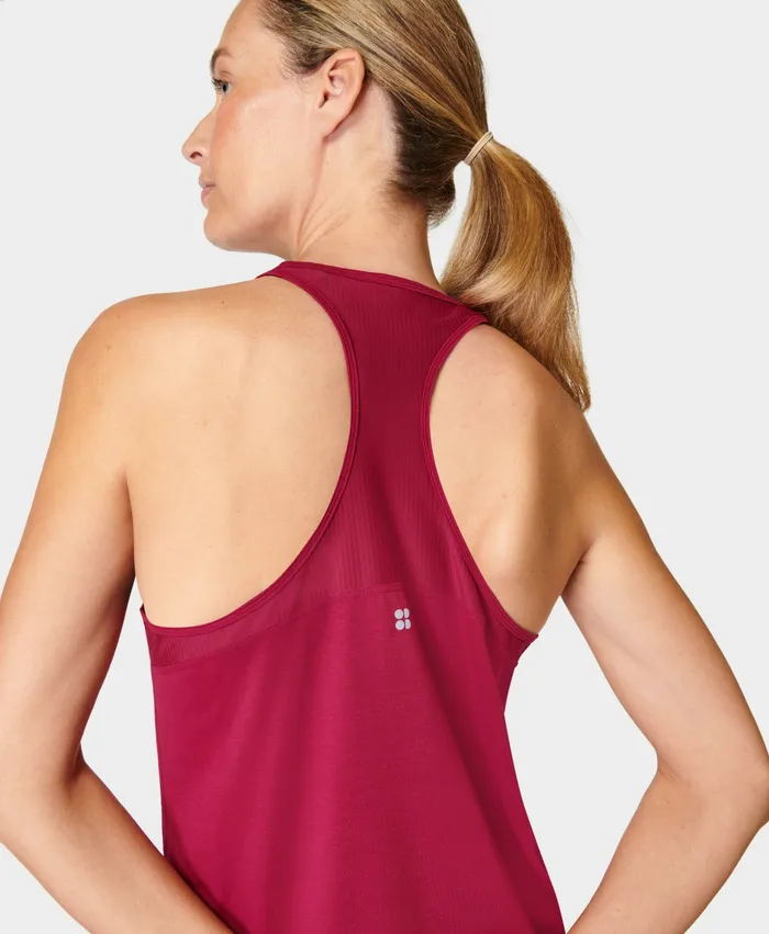 Women Vest Tops Sweaty Betty Breathe Easy Running Vest Vamp Red