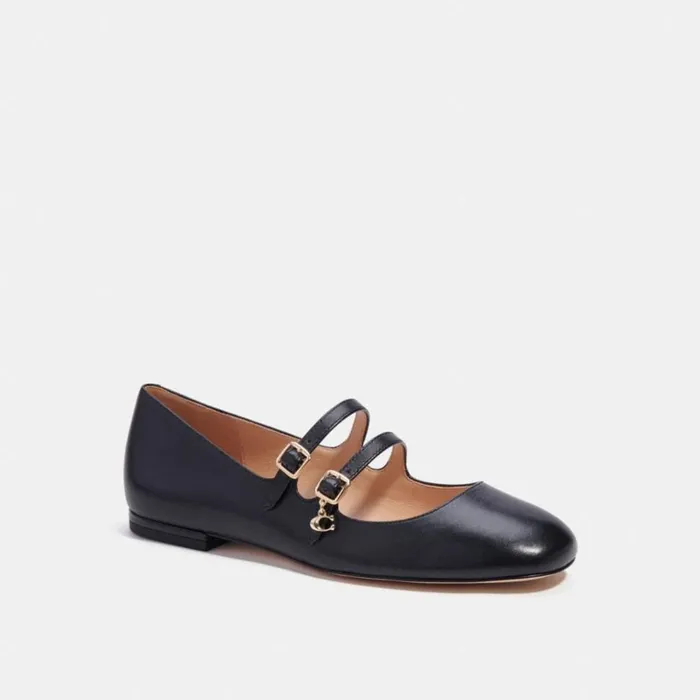 Women Whitley Mary Jane Black Coach Flats and Loafers