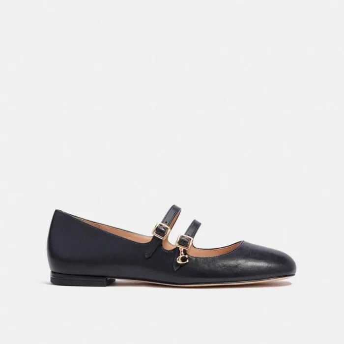 Women Whitley Mary Jane Black Coach Flats and Loafers