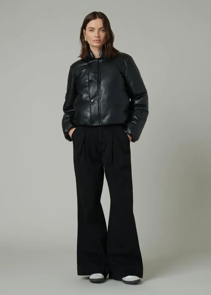 Women Wide Leg Joe039s Jeans THE PLEATED DENIM TROUSER Black