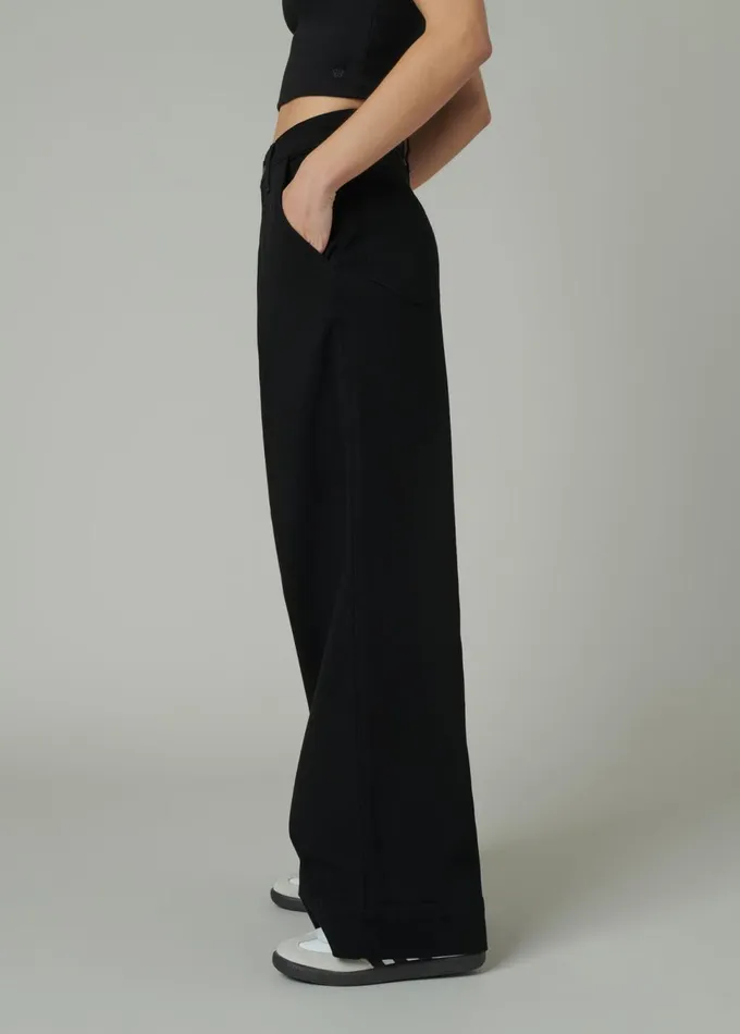 Women Wide Leg Joe039s Jeans THE PLEATED DENIM TROUSER Black