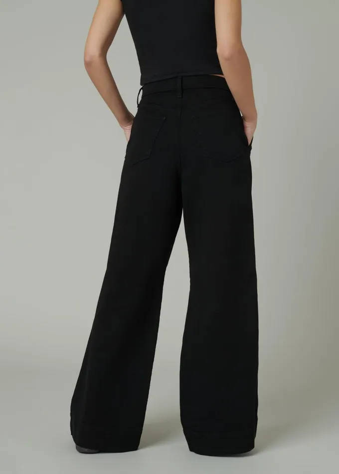 Women Wide Leg Joe039s Jeans THE PLEATED DENIM TROUSER Black
