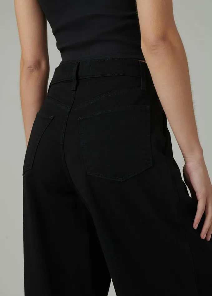 Women Wide Leg Joe039s Jeans THE PLEATED DENIM TROUSER Black