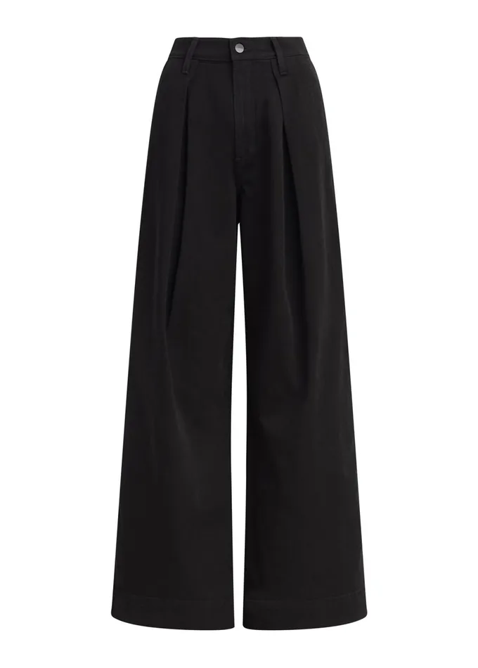 Women Wide Leg Joe039s Jeans THE PLEATED DENIM TROUSER Black