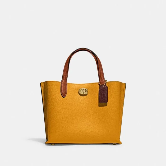 Women Willow Tote 24 In Colorblock Brassbuttercup Multi Coach Totes and Carryalls