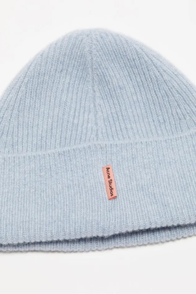 Women Wool Cashmere Beanie Steel Blue Melange Acne Studios Hats