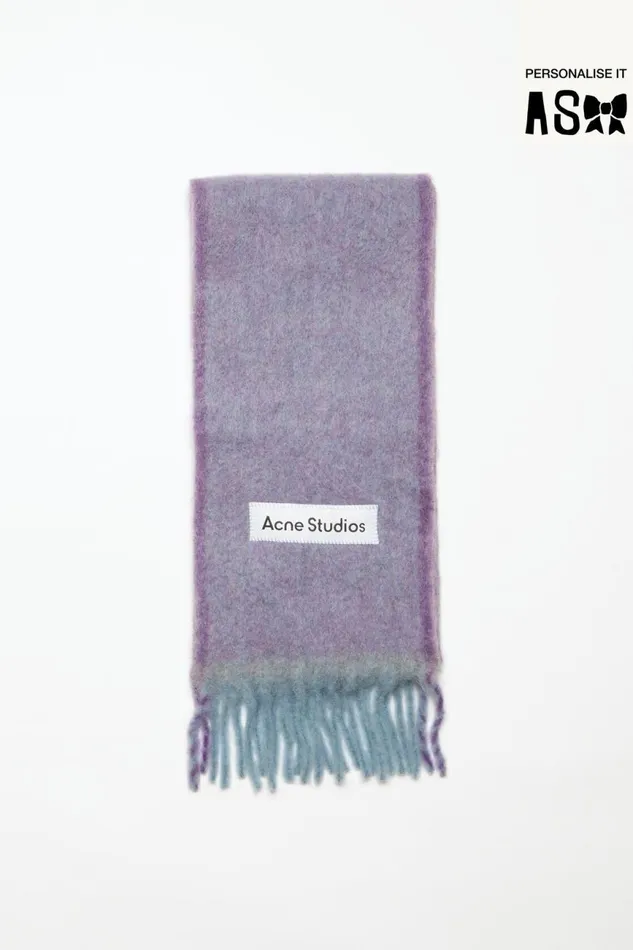 Women Wool Mohair Scarf 8211 Narrow Lavender Purple Acne Studios Scarves