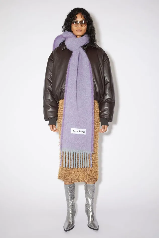 Women Wool Mohair Scarf 8211 Narrow Lavender Purple Acne Studios Scarves