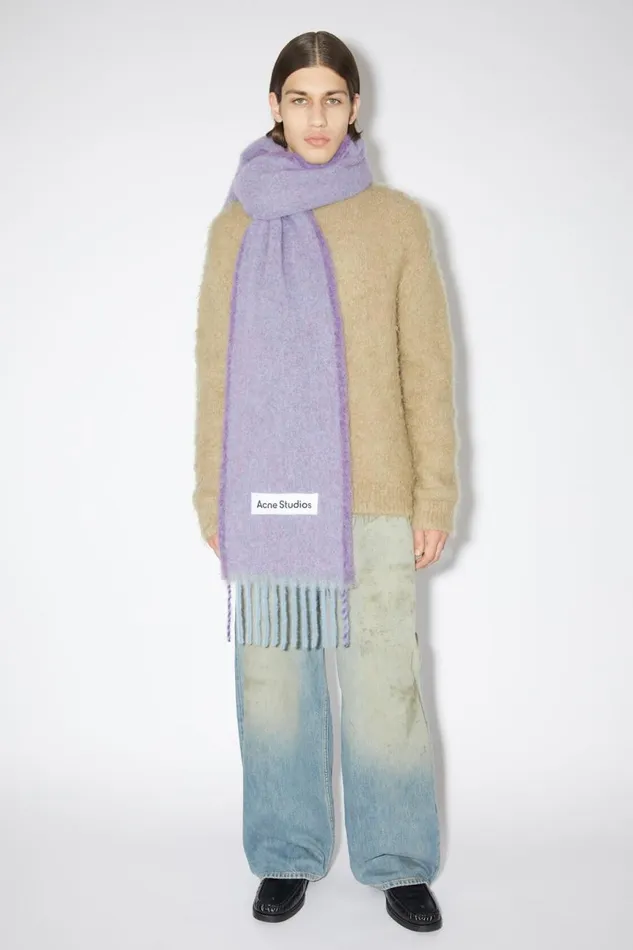 Women Wool Mohair Scarf 8211 Narrow Lavender Purple Acne Studios Scarves