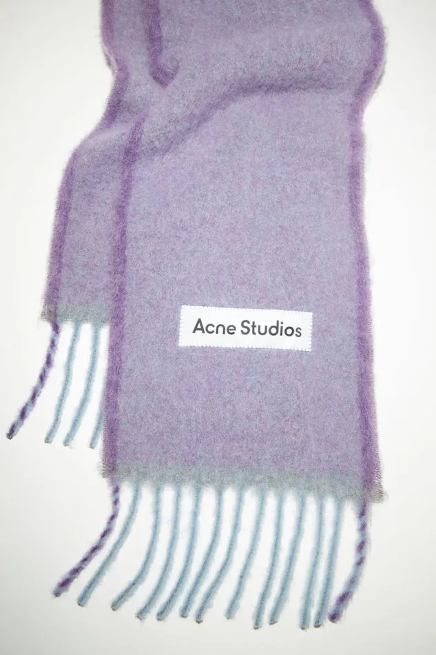 Women Wool Mohair Scarf 8211 Narrow Lavender Purple Acne Studios Scarves