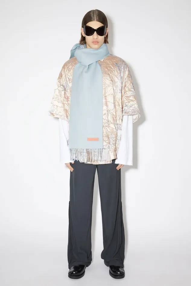 Women Wool Scarf Pink Label 8211 Narrow Powder Blue Acne Studios Scarves